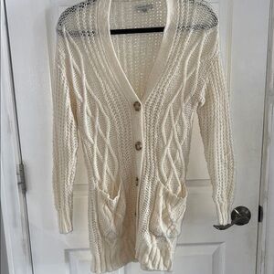 Cream Knit Cardigan Sweater
